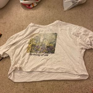 Womens large crop t-shirt forever 21 with embroidered letters